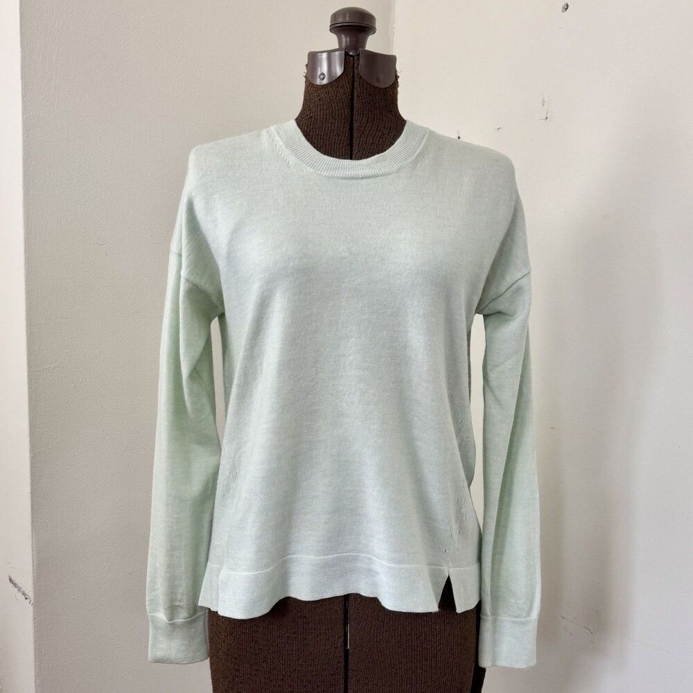 J. Crew Sea Green Merino Wool Cotton Crewneck Sz S Lightweight Spring Pullover